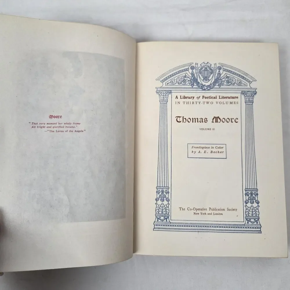 Poems of Thomas Moore in Two Volumes Blue Gold Hardcover Set Poetical Library